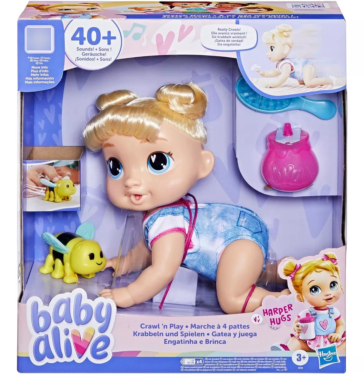 Baby Alive Harper Hugs Set Muñeca Electrónica Pelo Rubio