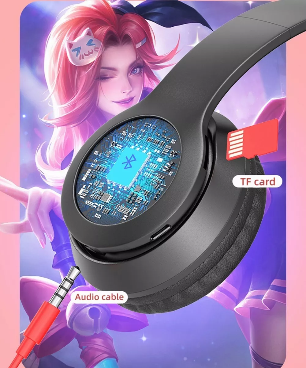 Mz P47 Auriculares Bluetooth Luminoso Gato Diadema Niños