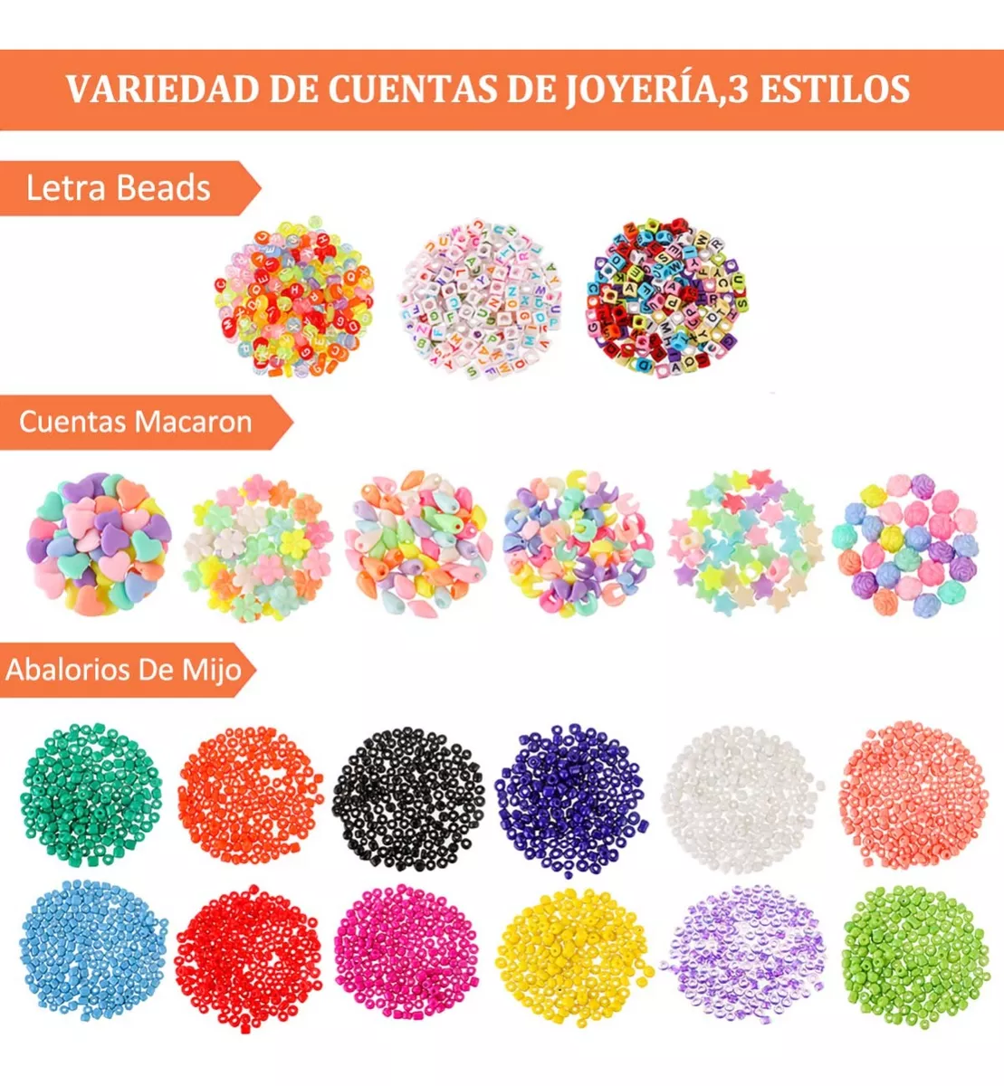 kit Para Hacer Pulsera De Collar Bricolaje Cuentas 7500+ Pcs