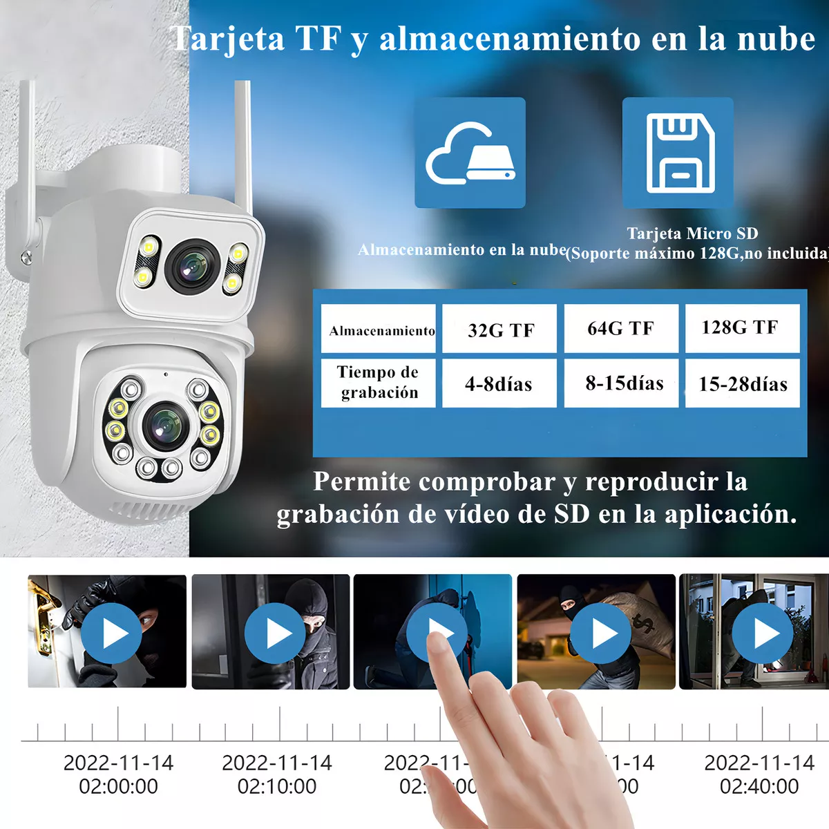 Cámara de seguridad ANBOLM BOA25 con resolución de 8MP visión nocturna incluida blanca