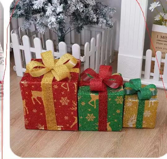 Cajas De Regalo Iluminadas Con Luces Navideñas 3pcs