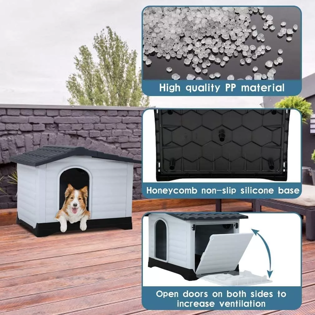 Casa Para Perro Grande Con Puerta Y Doble Acceso Ventilada