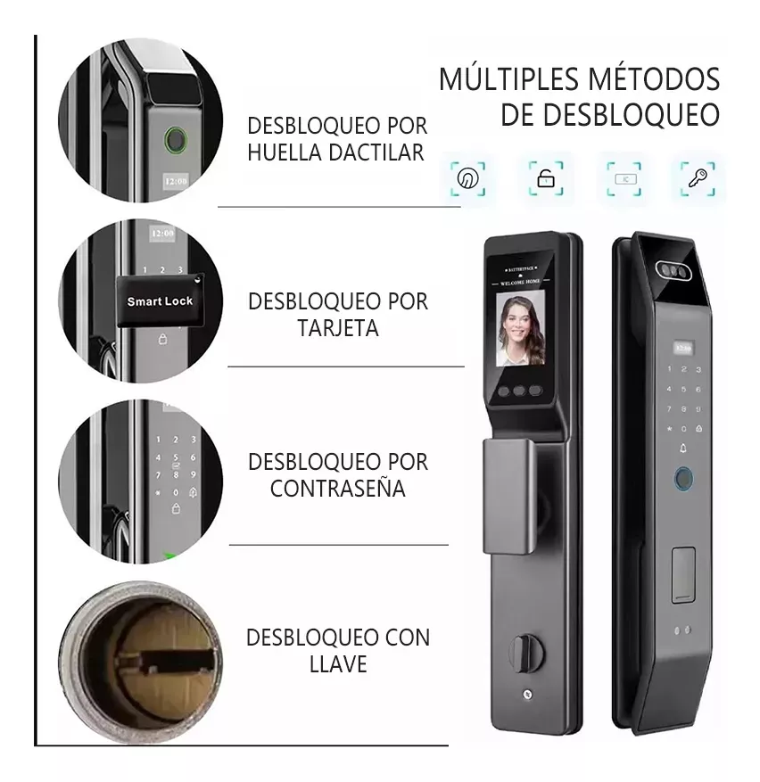 Cerraduras Digitales Inteligente Seguridad Huella Con Cámara