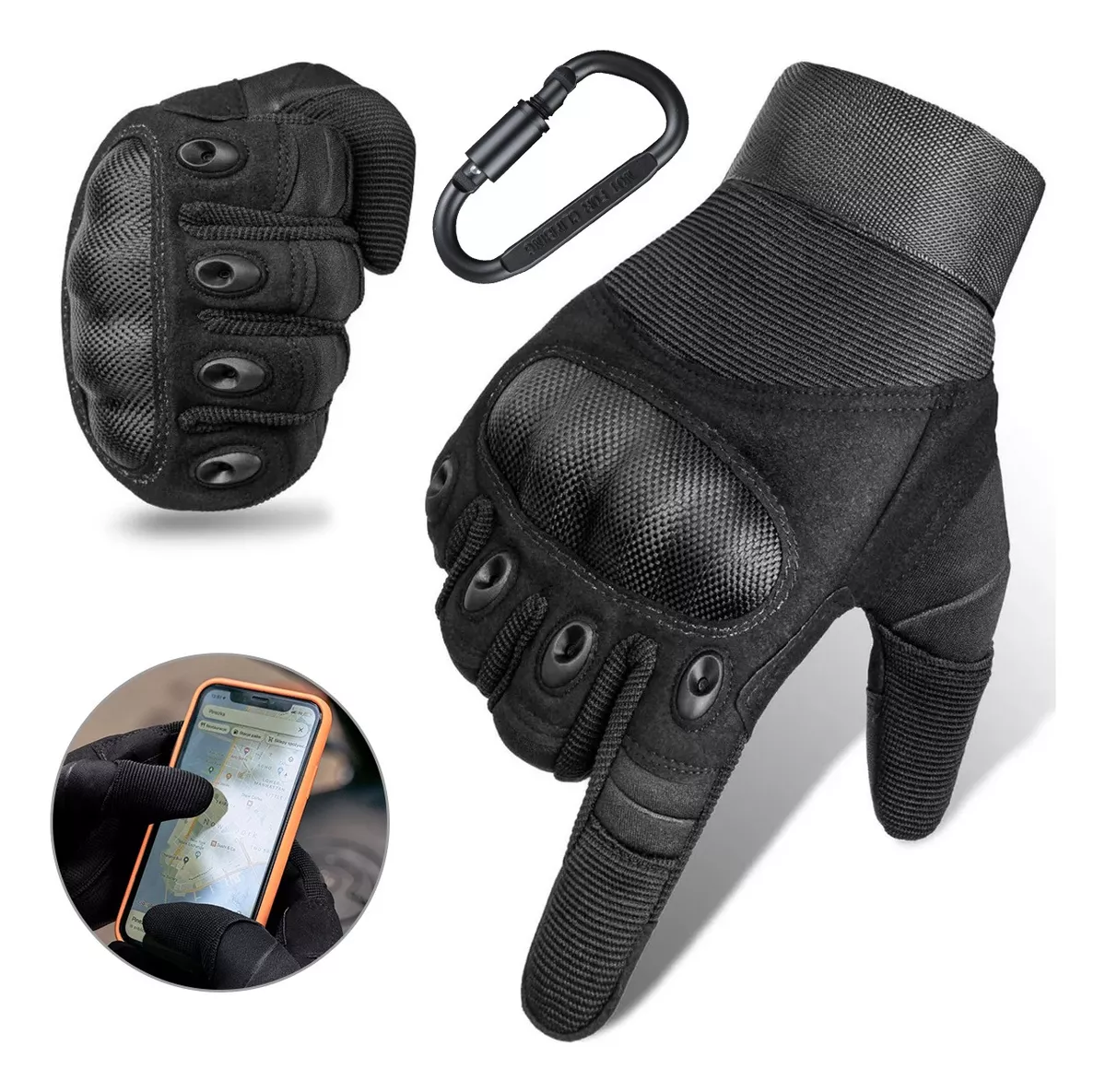 Guantes De Proteccion Pantalla T&aacute;ctil Para Moto + Mosquet&oacute;n