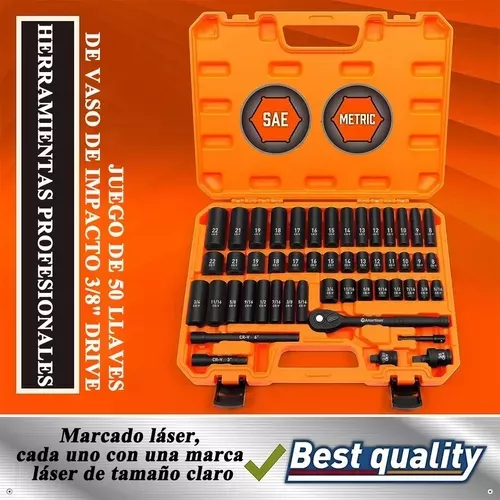 Juego De Dados De Impacto De Aire Herramientas 3/8 50piezas