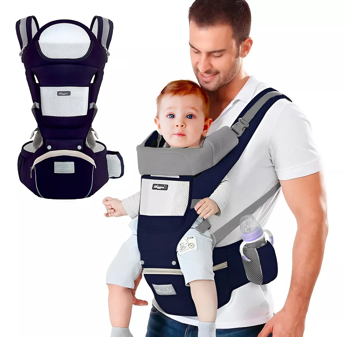 Cangurera Portabeb&eacute; Mochila Multifuncional Con Asiento Beb&eacute; color Rosa