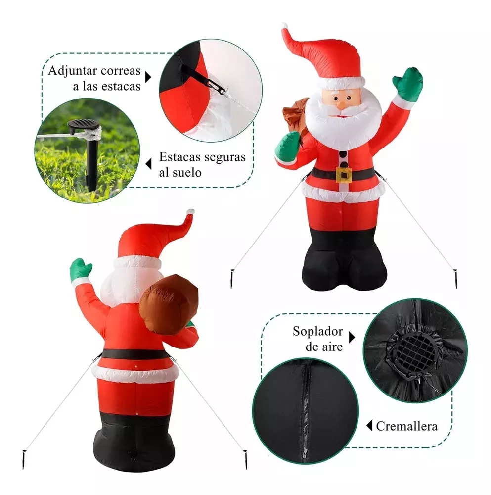 Regalos Navideños Santa Claus Inflable Navidad Muñeca 1.8m