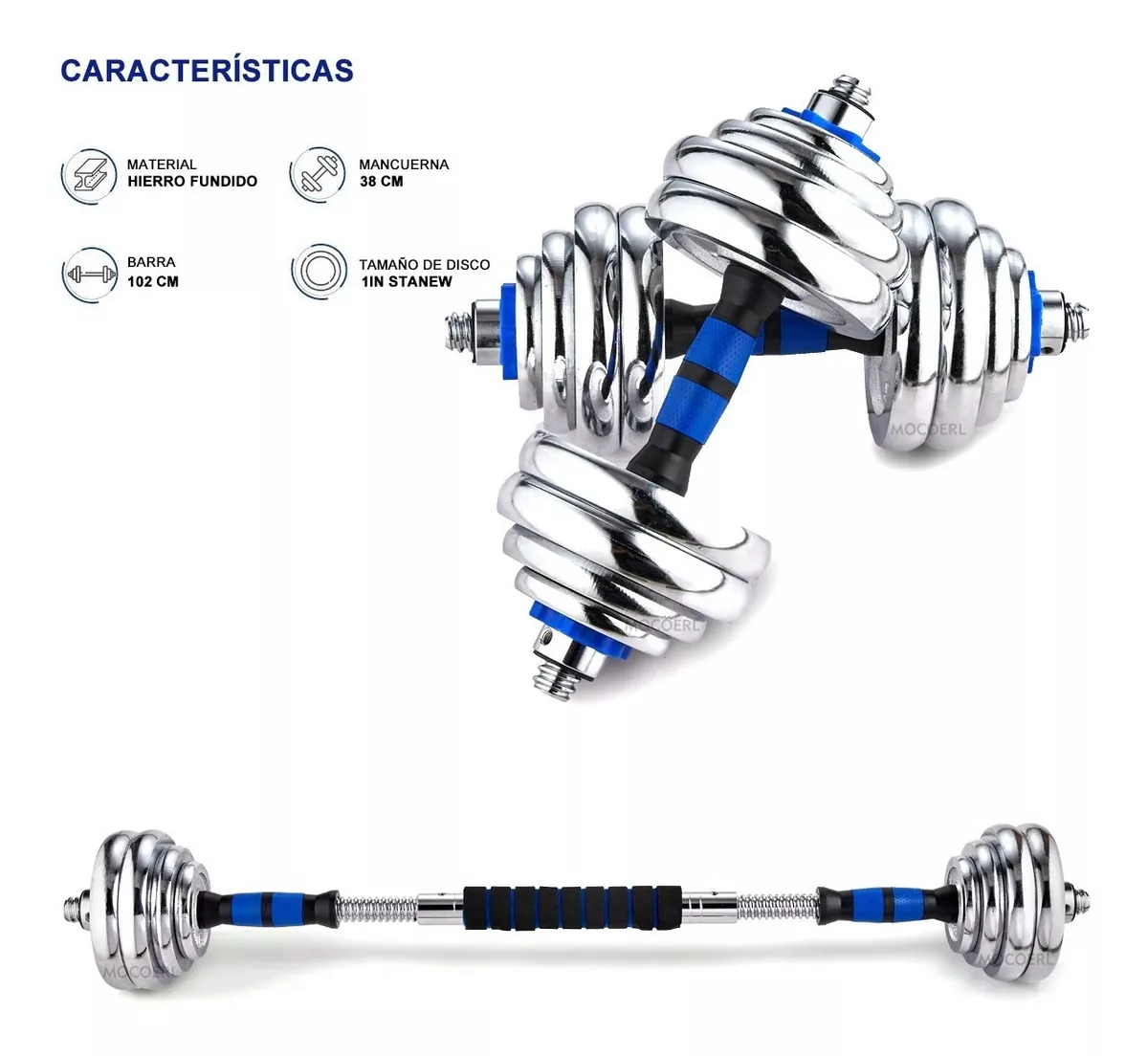 kit De Mancuernas Barra Con Pesas Para Gimnasio, 30 Kg