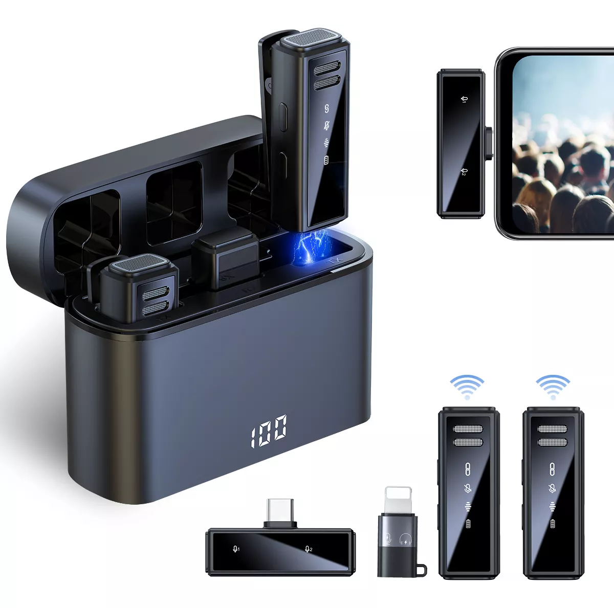 Micr&oacute;fono Inal&aacute;mbrico Lavalier Solapa Para iPhone Y Android