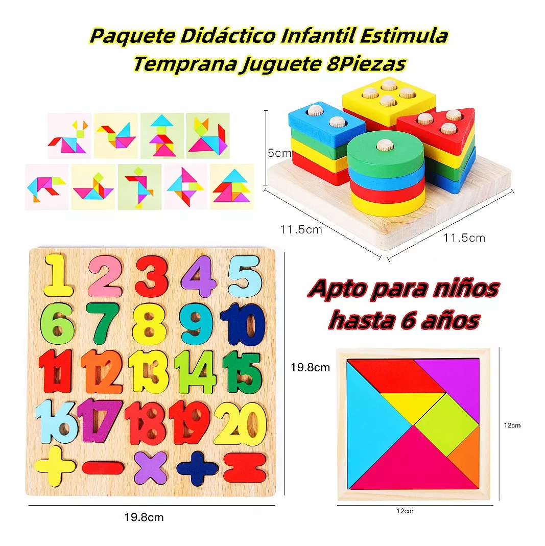 Paquete Didáctico Infantil Estimula Temprana Juguete 8piezas