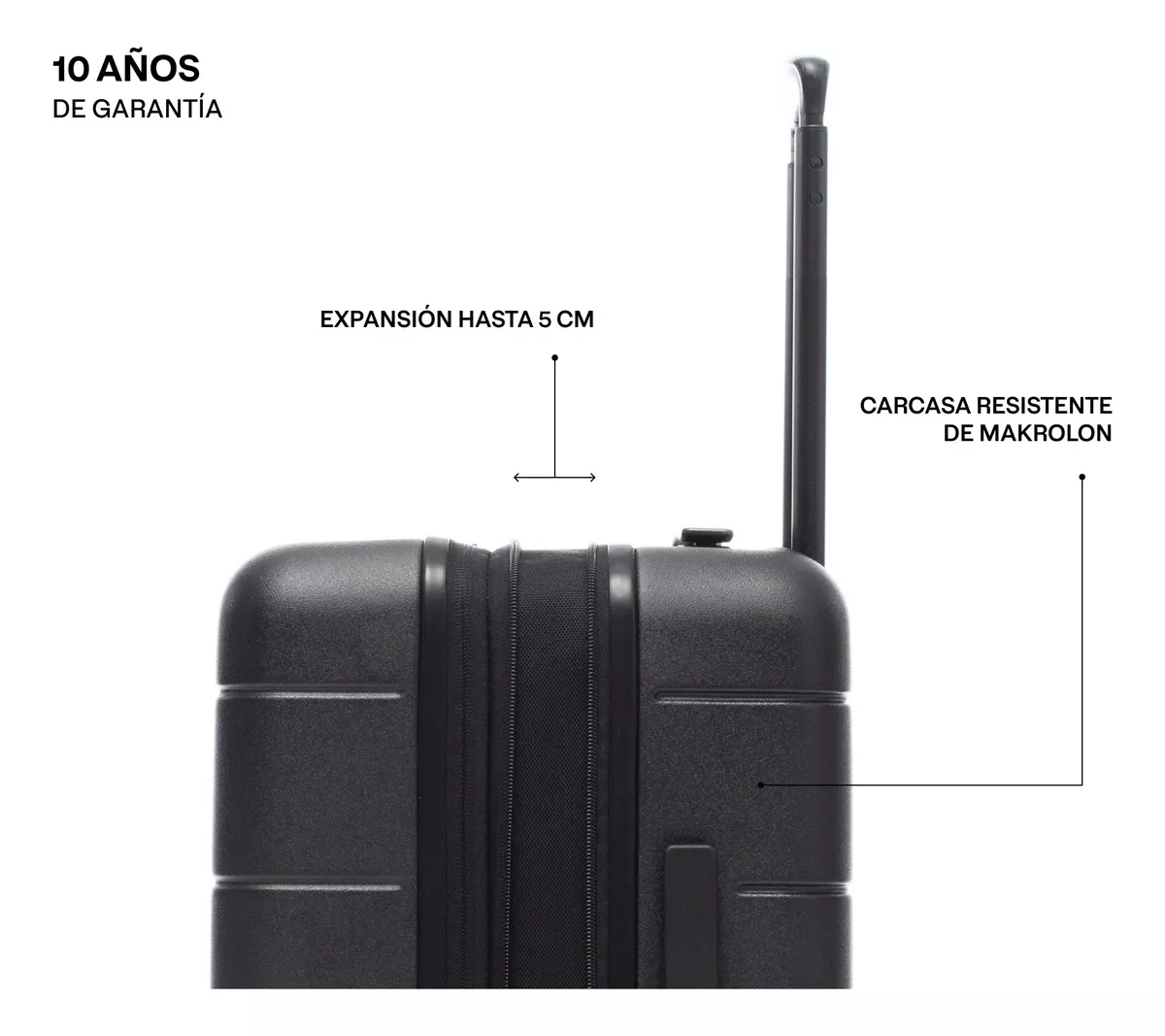 Maleta De Viaje Mappa Plus, Maleta De Mano Expandible, +10kg Negro