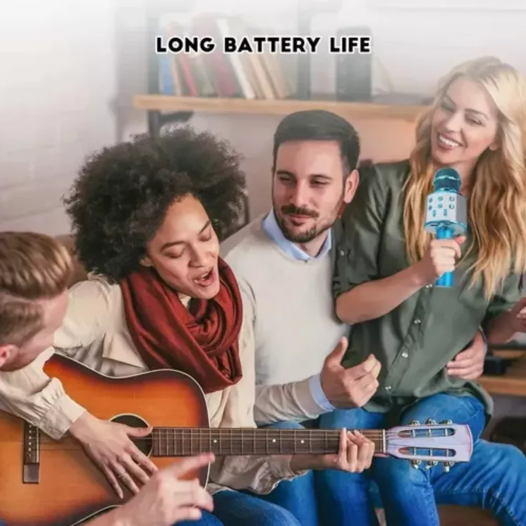 Micrófono De Karaoke Inalámbrico Con Bluetooth Y Bocina Azul Jutang 001