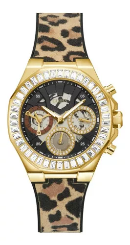 Reloj Pulsera Sol Guess Con Correa De Acero Inoxidable color Oro Rosa/multicolor