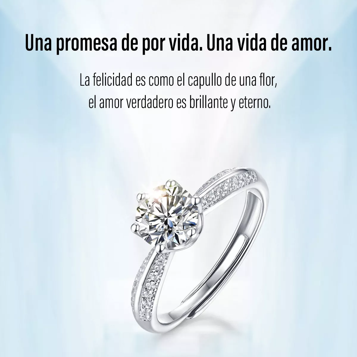 Anillo De Compromiso 925 Plata Mujer Moissanite Joyeria Fina