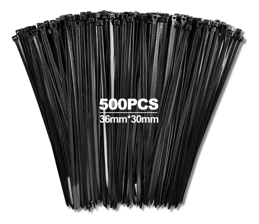 Cincho Plástico 30cm Largo 3.6mm Ancho Nylon Bridas 500pcs Negro