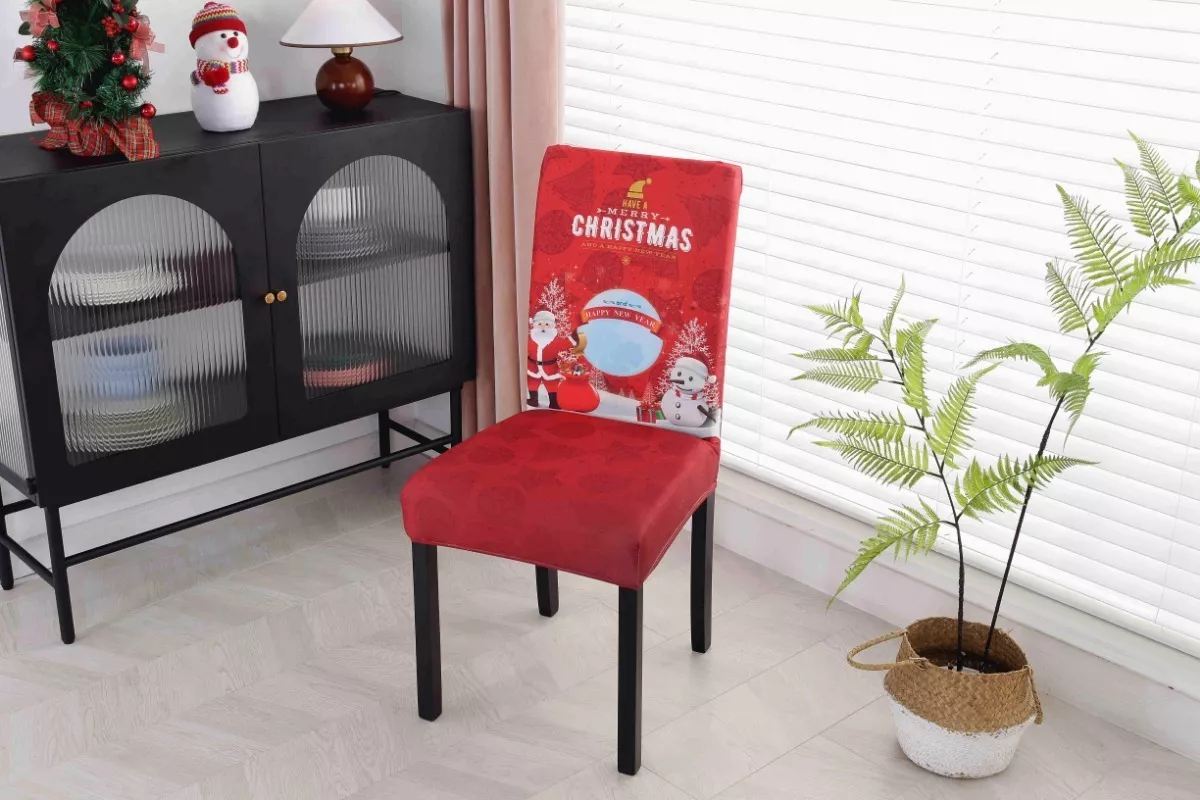 Juego De Mantel Navideño+funda De Silla Papá Noel 4pcs 1.8m
