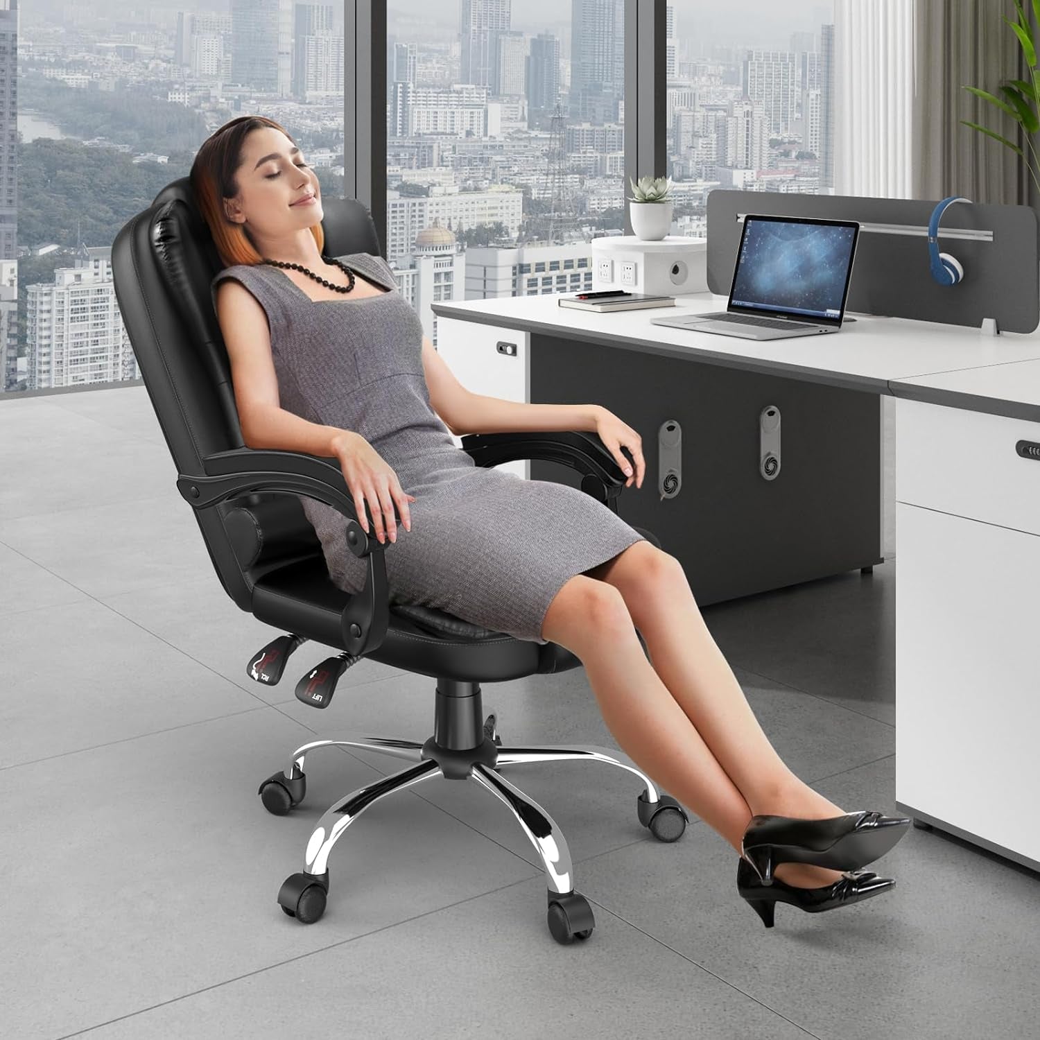 Silla de ordenador ergon&oacute;mica reclinable.