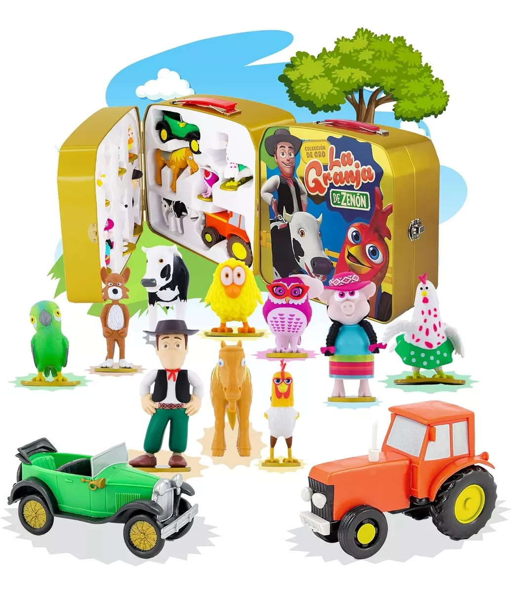 La Granja De Zenon 12 Figuras De Juguete + Lonchera Met&aacute;lica