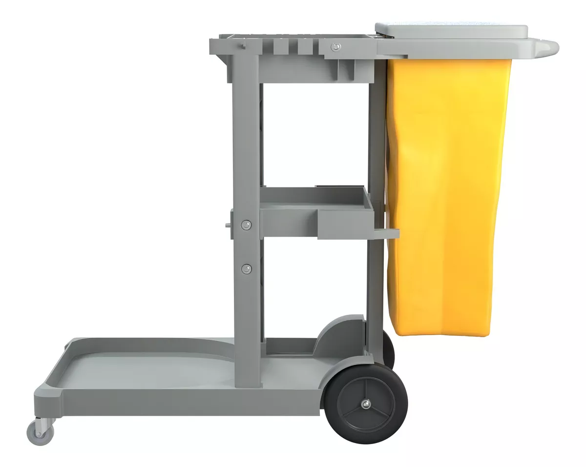 Carrito Limpieza Oval JA071 con Bolsa y Tapa Aseo Conserje Uso Rudo color Gris
