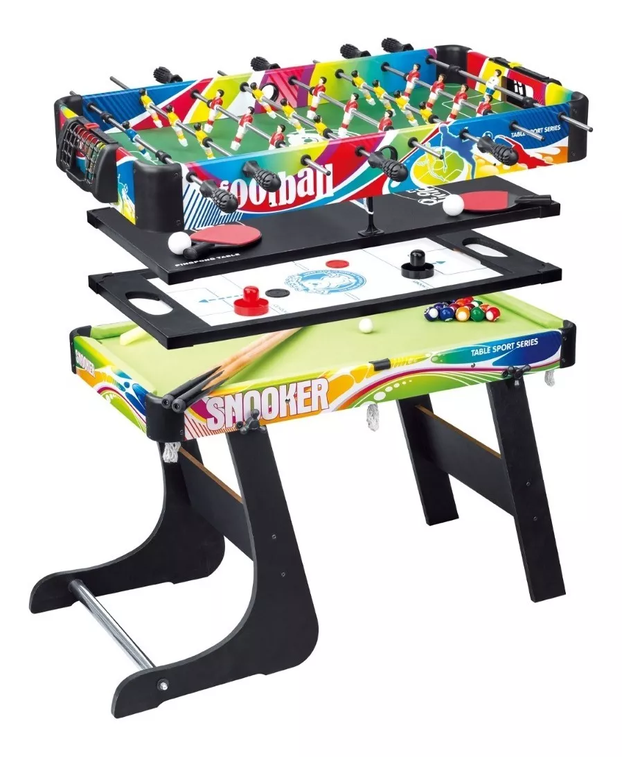 Mesa Multijuegos 4 En 1 Billar Futbolito Ping Pong Hockey