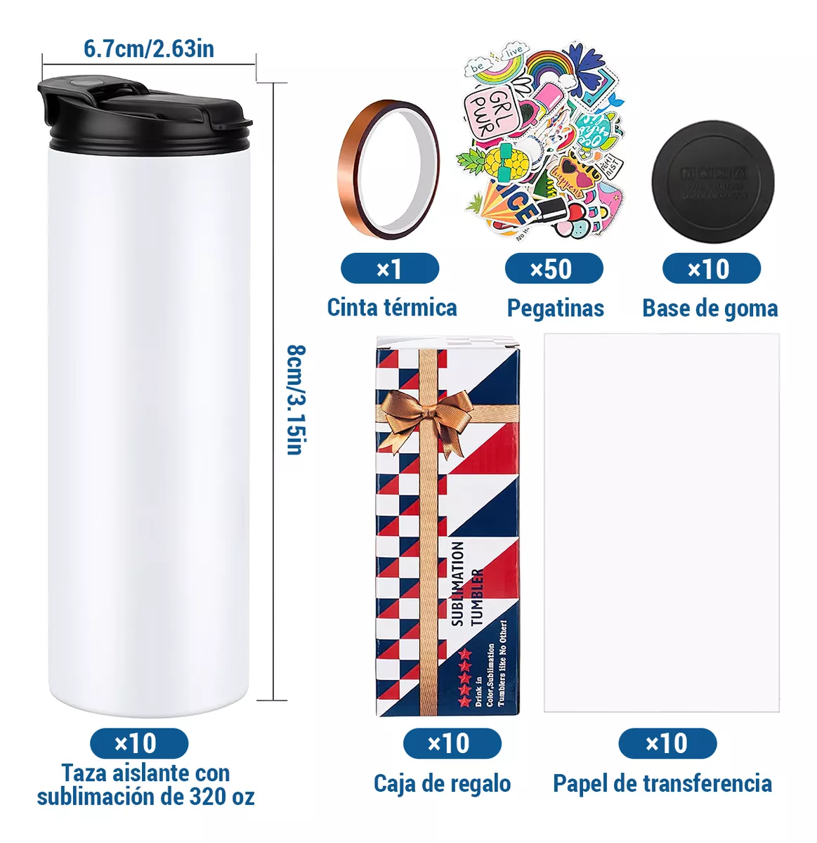 10pcs Tazas Para Sublimar Vaso Termo Sublimación 20oz 600ml
