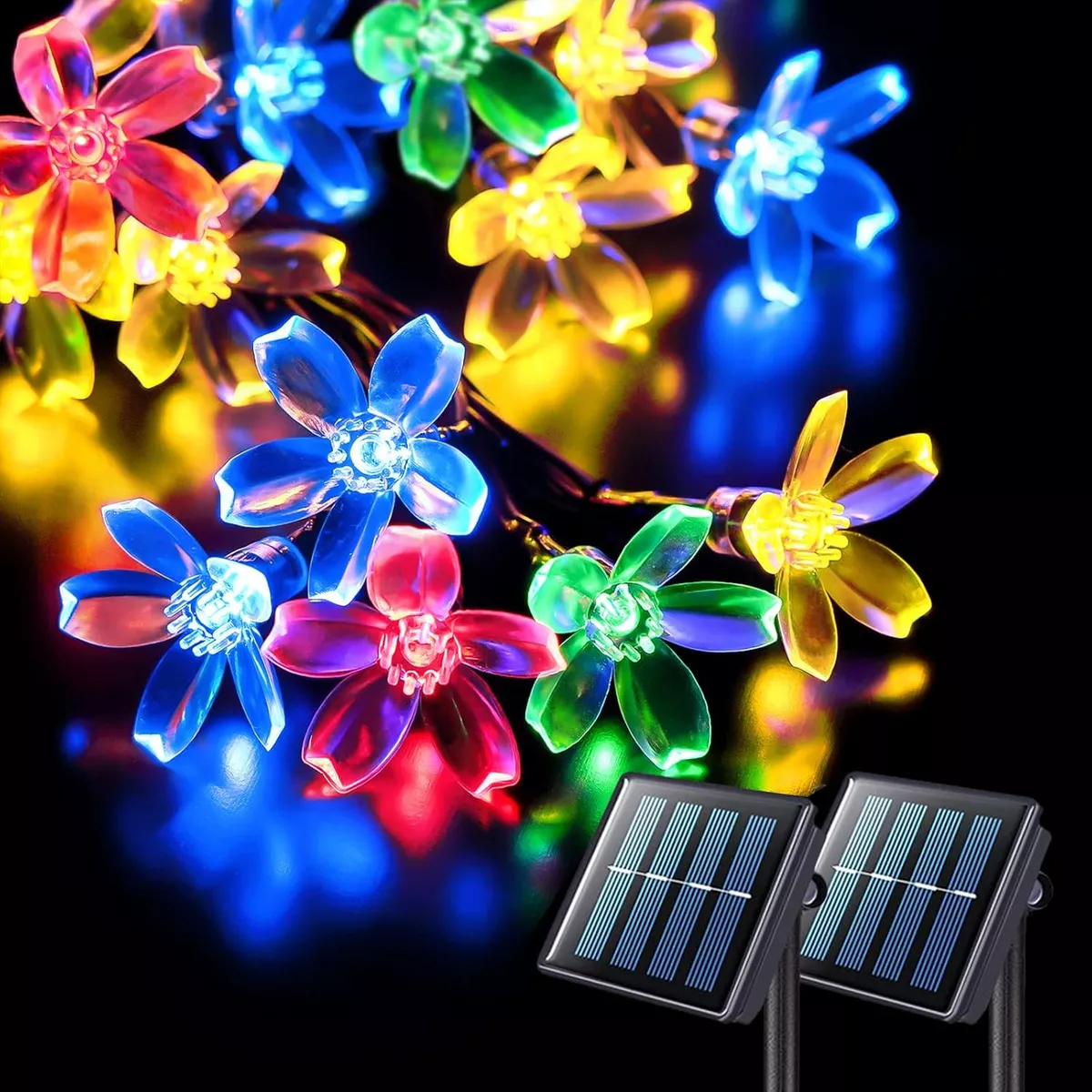 2pcs Guirnalda D Luces Solar Flores Cerezo 7m 50led Exterior