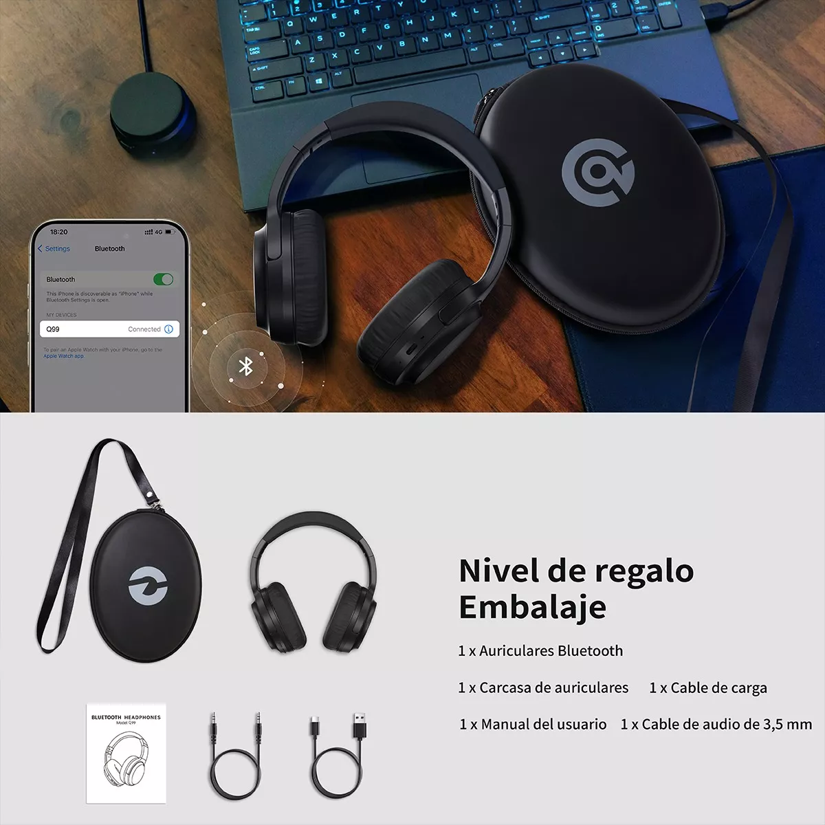 Auriculares Diadema Inalámbricos Bluetooth Con Microfono120h