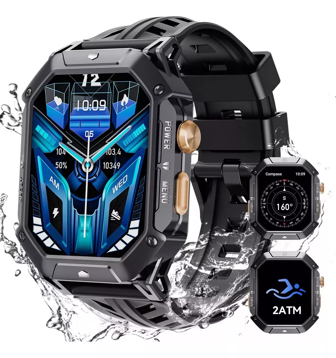 Smartwatch Cubot X1 Reloj Inteligente Deportivo 2ATM Resistente al Agua Negro 2.13'' y Llamada Bluetooth y Medici&oacute;n de Presi&oacute;n Arterial