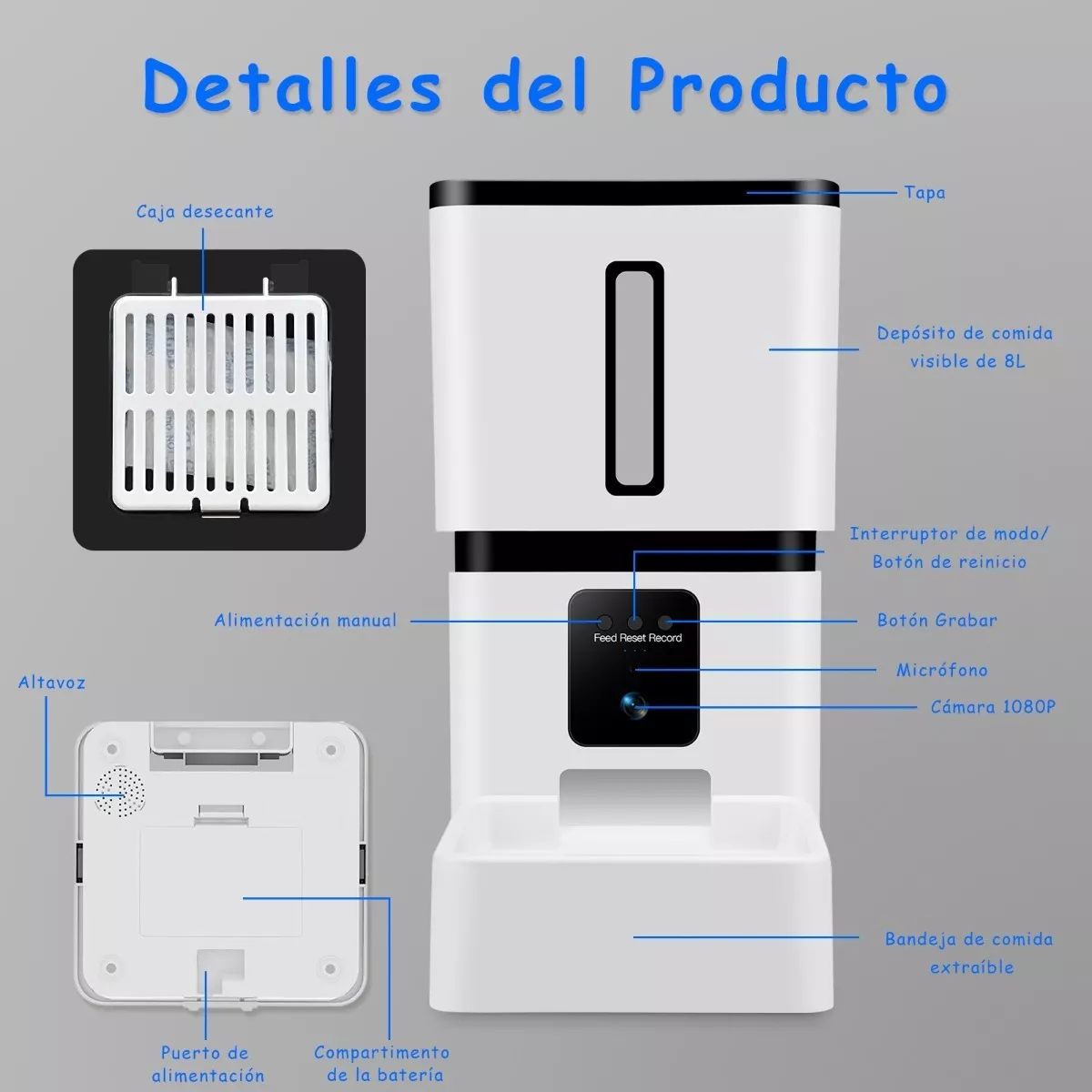 Comedero Automatico 8l Perro Gato Con Cámara 2.4/5g Wifi App