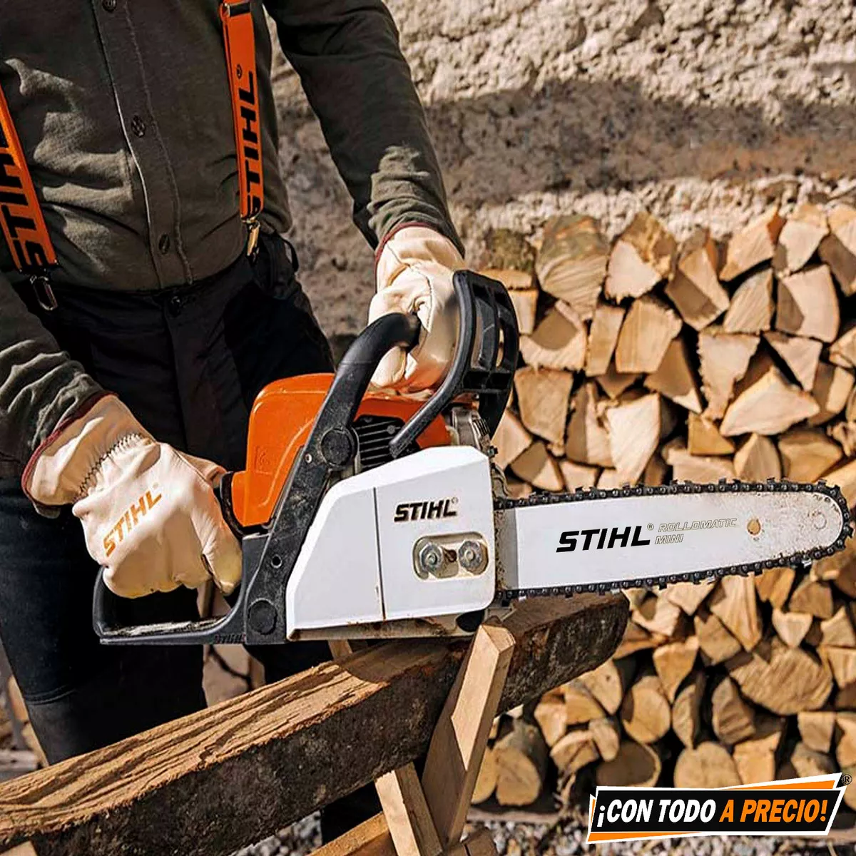 Motosierra a nafta Stihl MS 170 30.1cc naranja/blanco 1.7cv