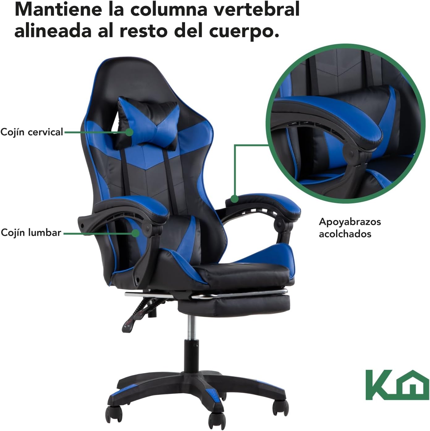 Kingshouse | Silla ergonómica reclinable para juegos