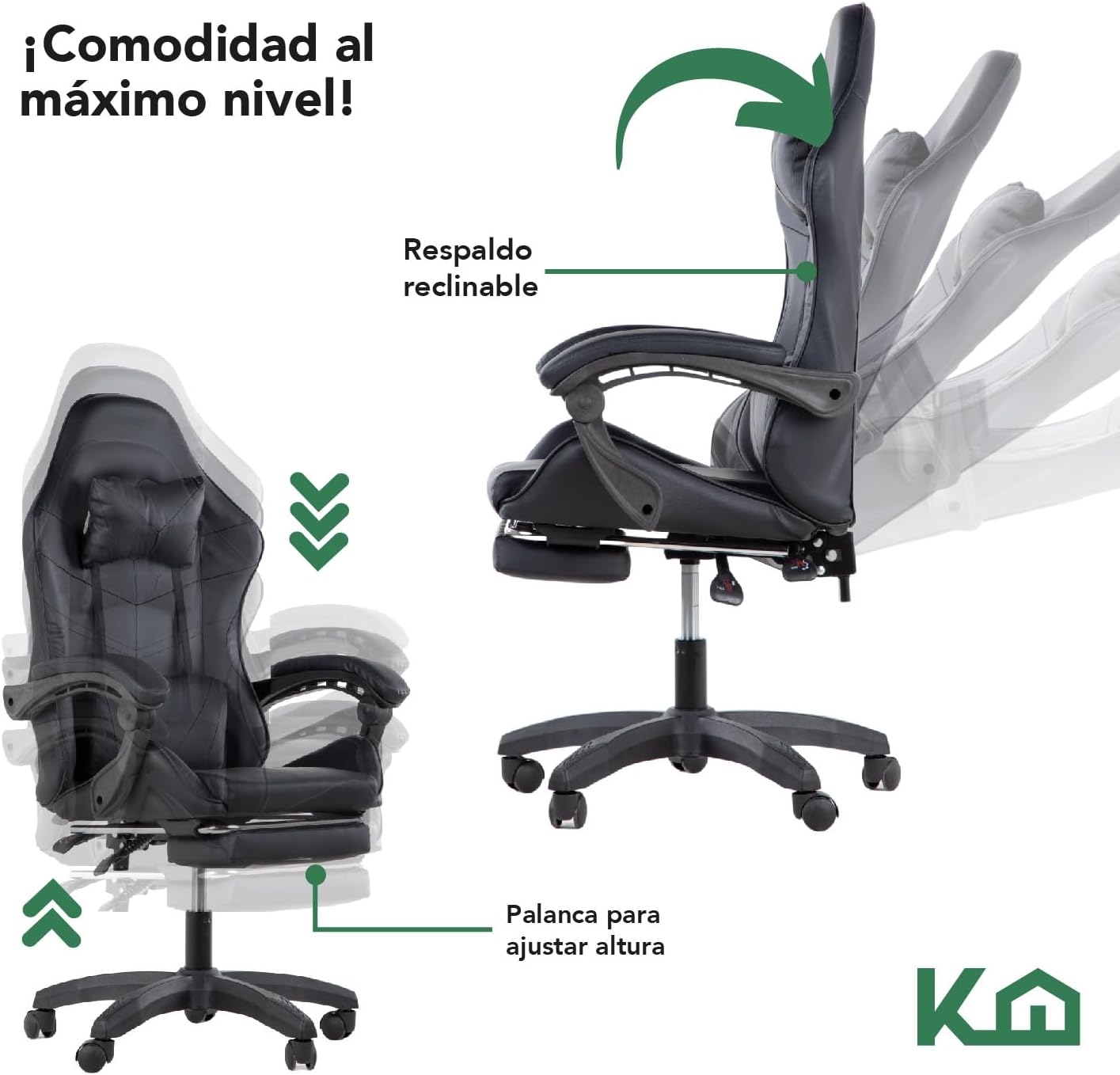 Kingshouse | Silla ergonómica reclinable para juegos