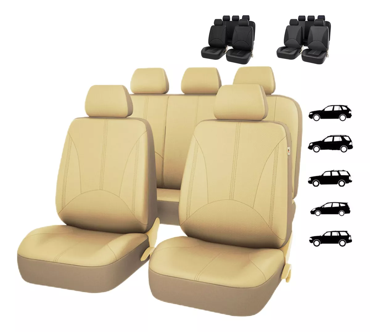 Forros Asientos Universales De Carro Accesorios Cuero 9 Pcs