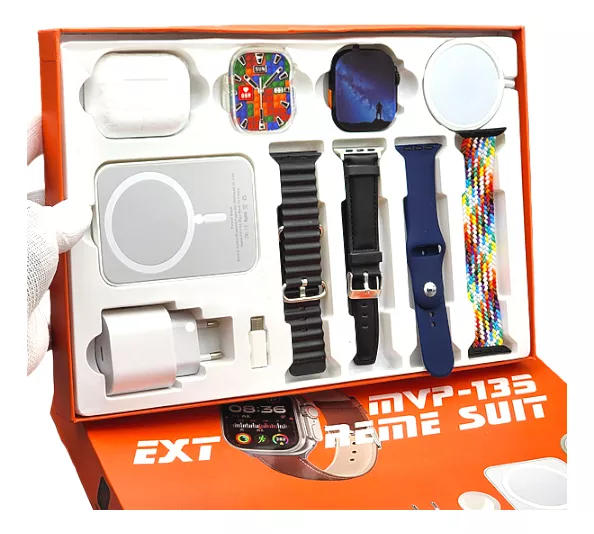 kit Smart reloj Todo En Uno Bateria Cargador Y Audifonos Para iPhone Mvp 135 Extreme Suit