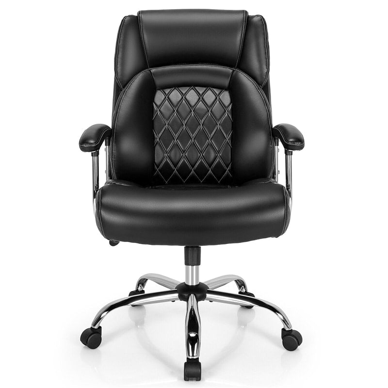 Silla de oficina giratoria de altura ajustable de 500 libras, silla de escritorio para ordenador, silla ejecutiva de piel sintética con Base de Metal resistente