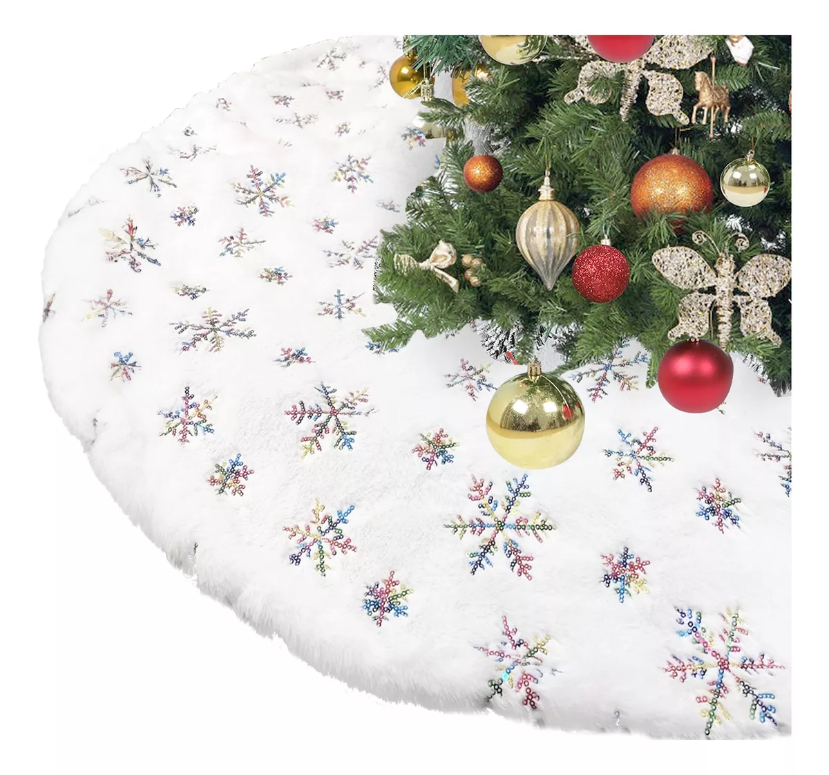 Falda Pie De &Aacute;rbol Arbolito Navidad Decoraci&oacute;n Peluche 90cm