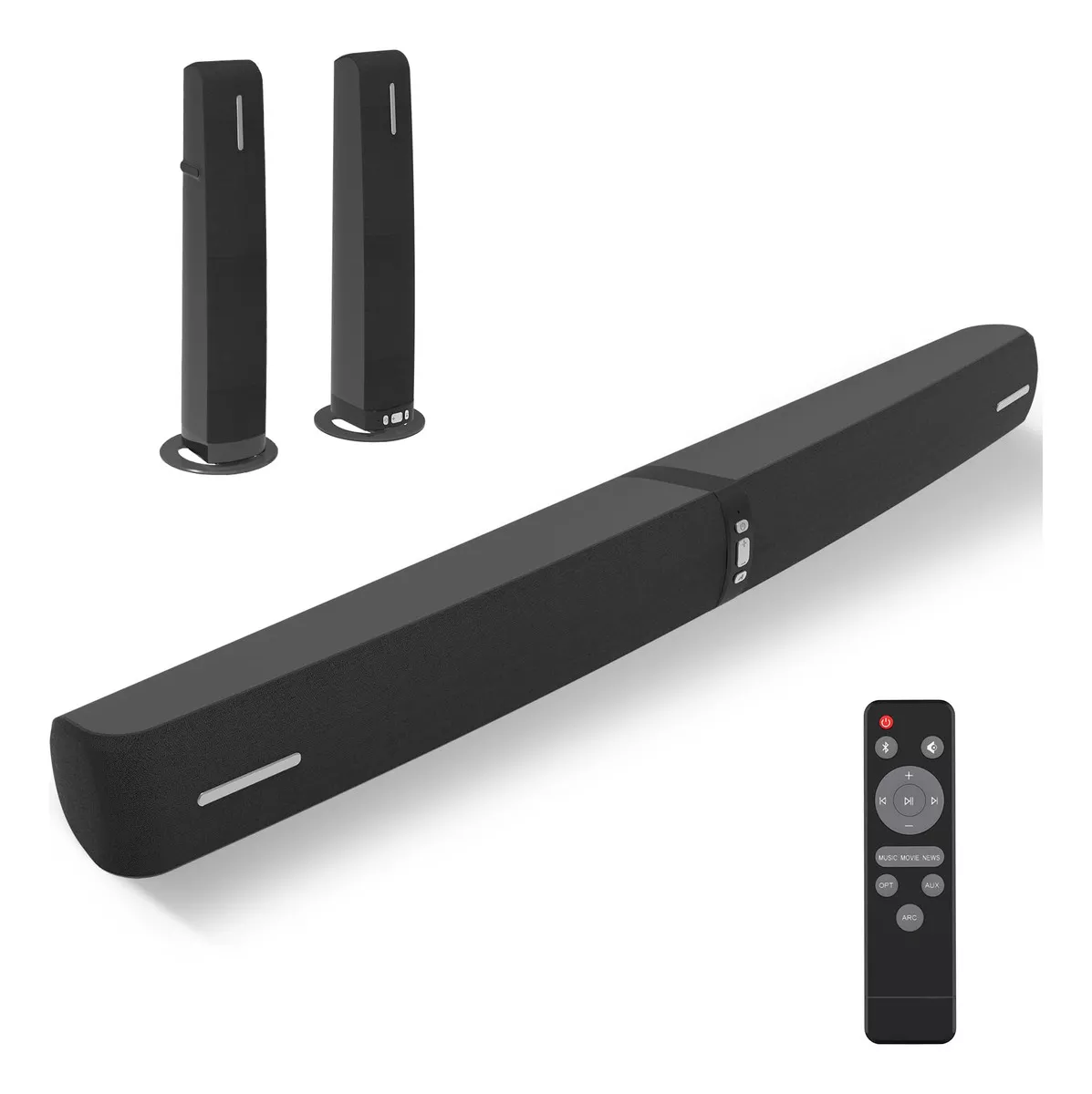 Barra De Sonido Assistrust, Barra De Sonido De 90 W Para Smart Tv, Barra De Sonido Bluetooth 5.0 Con Conexi&oacute;n Cableada E Inal&aacute;mbrica, Aumento Autom&aacute;tico De Volumen, Cables Arc/&oacute;ptico/aux Y Control
