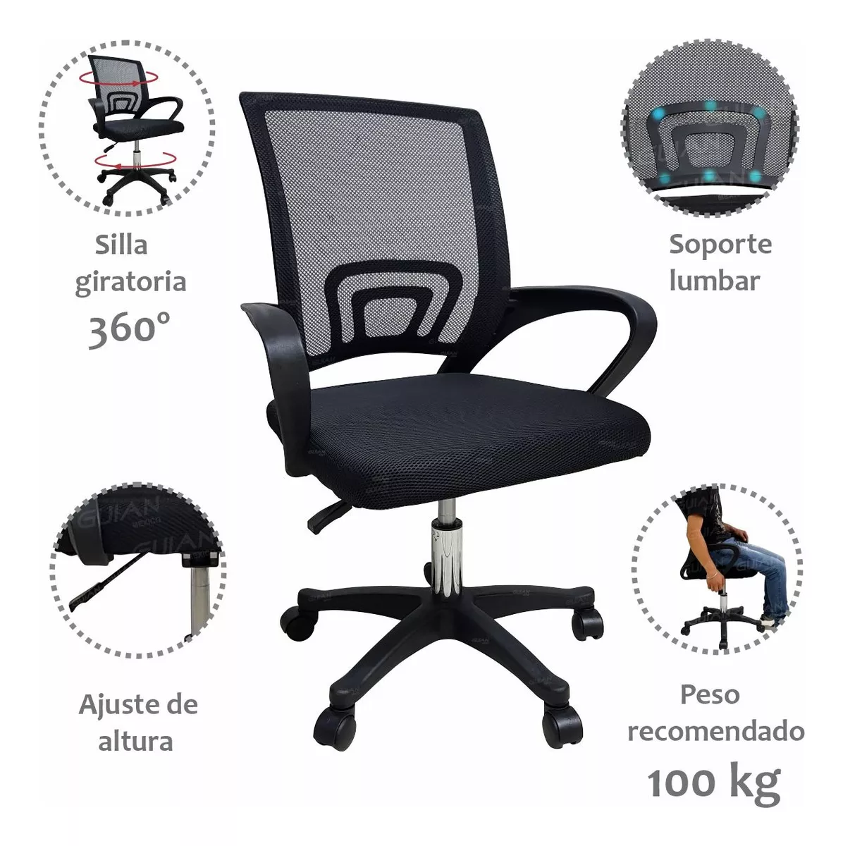 Silla Oficina Ejecutiva Girativo Suave Con Tapizado