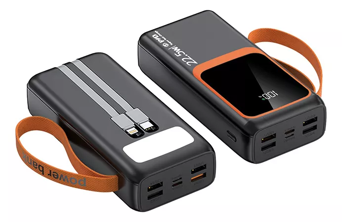 Power Bank Bater&iacute;a Port&aacute;til 32000mah Pd22.5w/3a Carga R&aacute;pida Hyboer A160 Con Tipo C/lt Cable,7 Puertos De Salida Y 2 De Entrada,con Linterna Led,con Cord&oacute;n Port&aacute;til,para iPhone,xiaomi,samsung,huawei