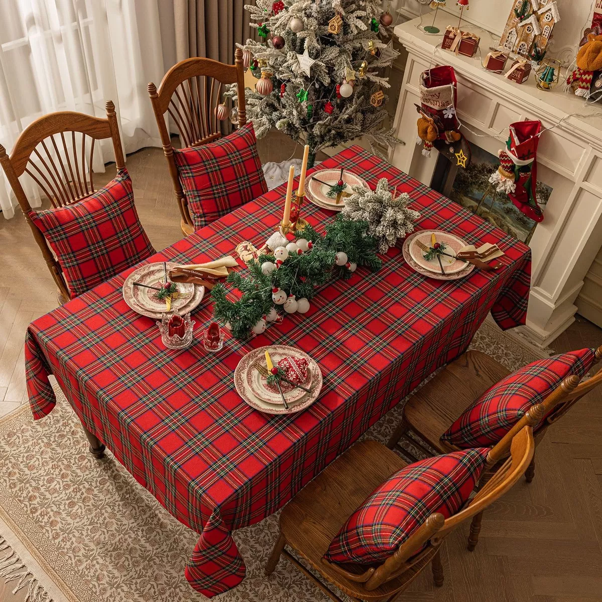 Mantel Navideño, Cubierta De Mesa Resistente A Las Manchas