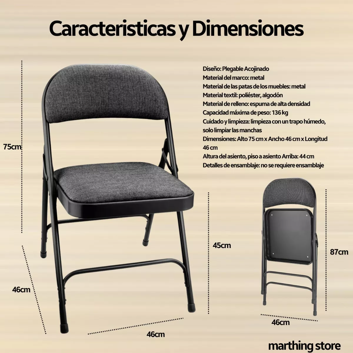 paquete 10 Silla Plegable Acojinada Metalica Uso Rudo Acolchnad