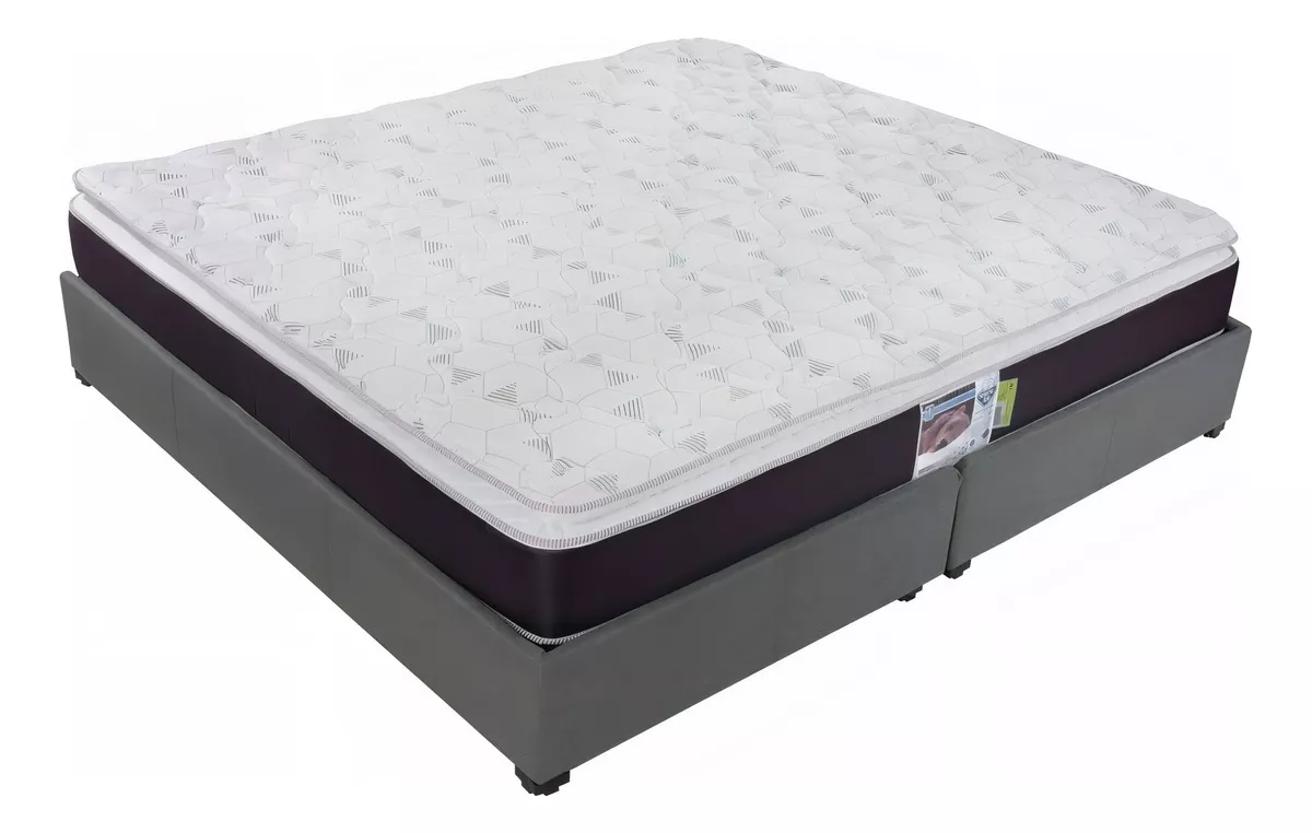 Colch&oacute;n King tama&ntilde;o Spring Air Con Base Recamara Bases color Base Lino Gris