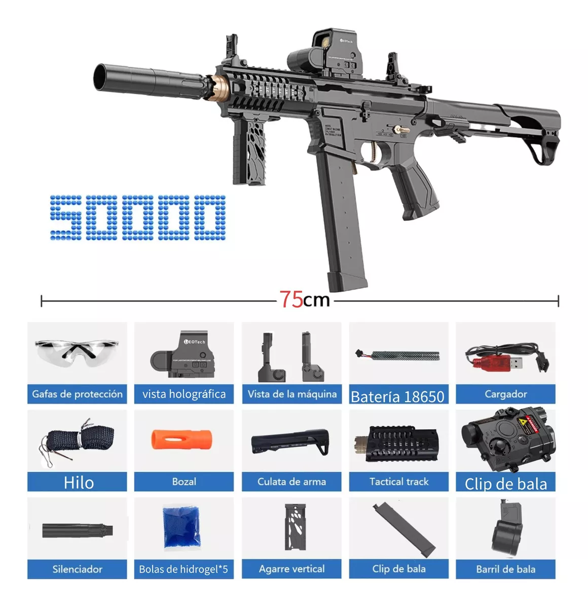 Pistola De Juguete De Bolas Hidrogel Eléctrica Arp9 75cm