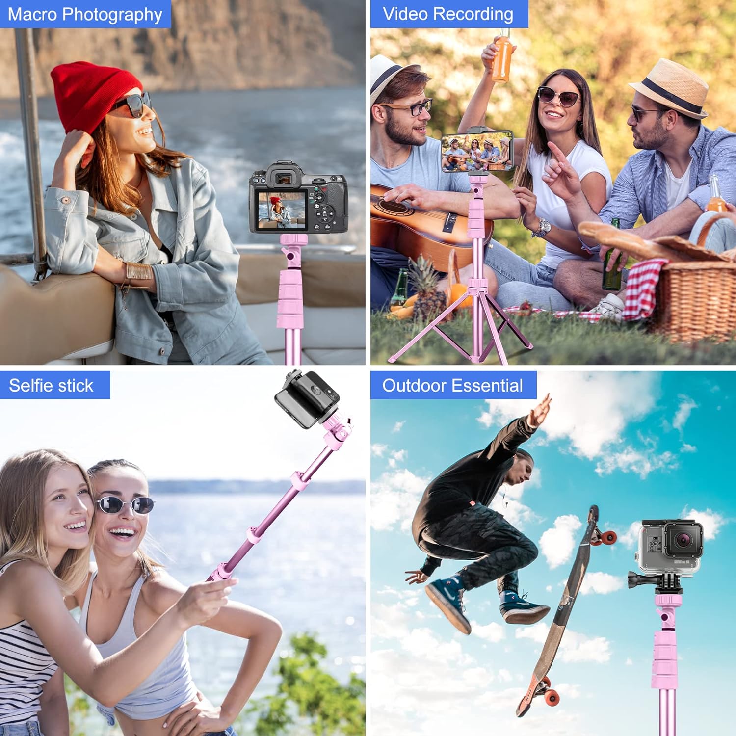 SENSYNE 62" tel&eacute;fono Tripod & Selfie Stick, Extendable Cell tel&eacute;fono Tripod base with inal&aacute;mbrico Remote y tel&eacute;fono soporte, Compatible with iPhone Android tel&eacute;fono, Camera