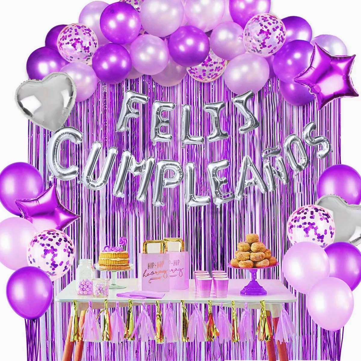 kit Decoraci&oacute;n Globos Met&aacute;licos Para Cortina De Cumplea&ntilde;os