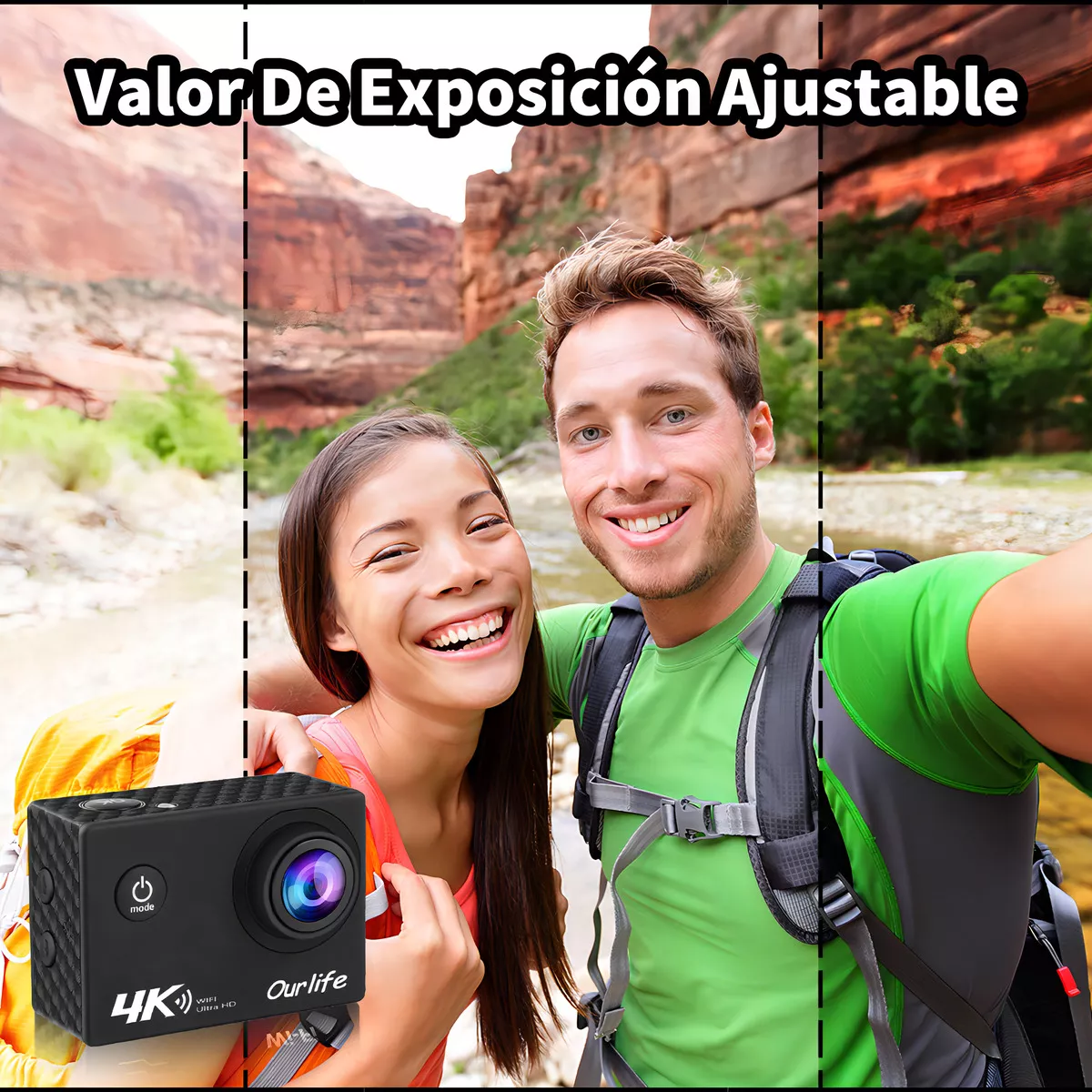 Cámara De Acción Ourlife AT-Q1 4k 30fps Wifi Con 3 Baterías Negra NTSC/PAL