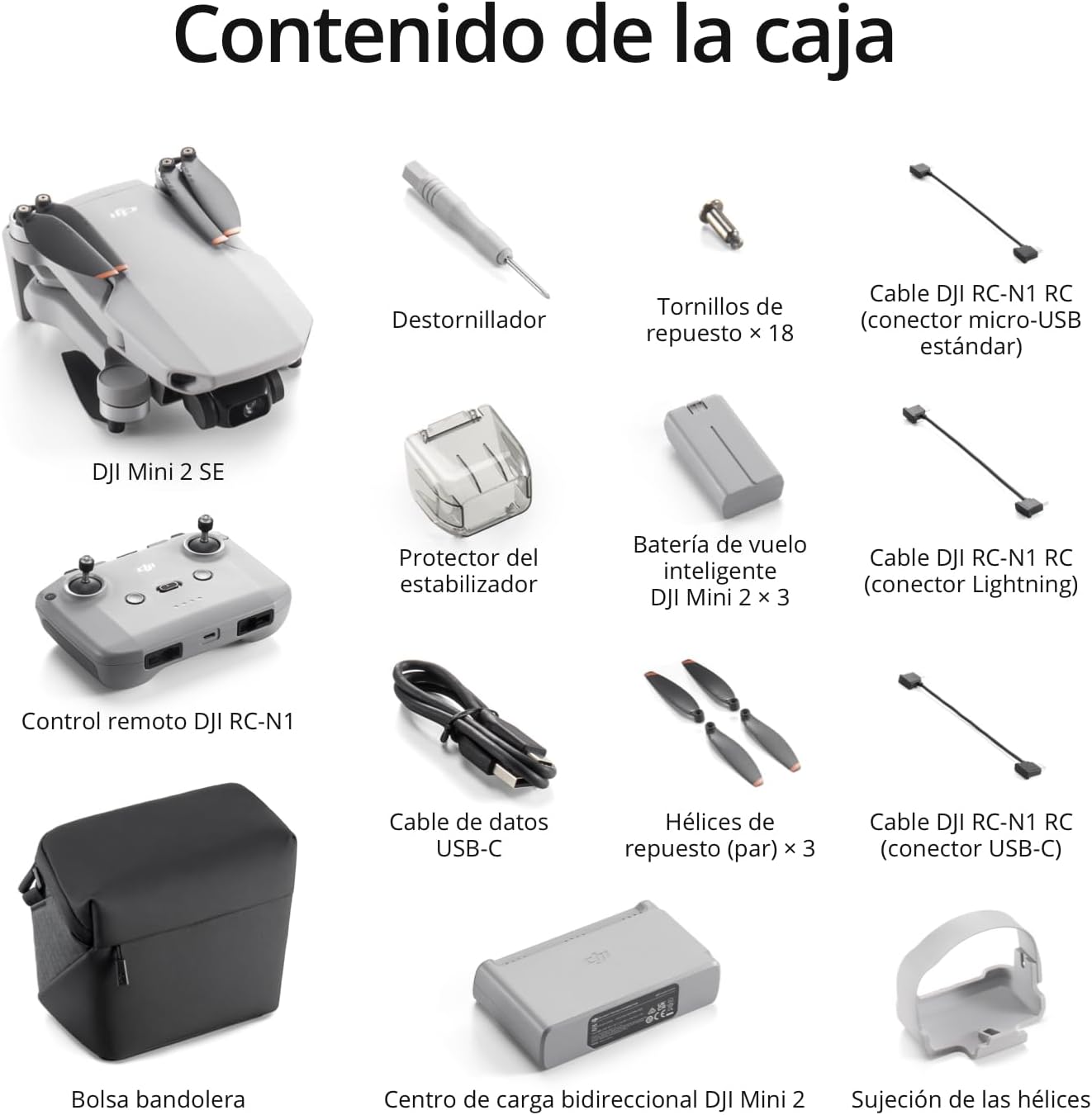paquete DJI Mini 2 SE Vuela Más, dron mini con cámara ligero y plegable, vídeo 2.7K, modos inteligentes, transmisión de vídeo a 10 km, 31 min de vuelo, menos de 249 g, fácil de usar, baterías adicionales
