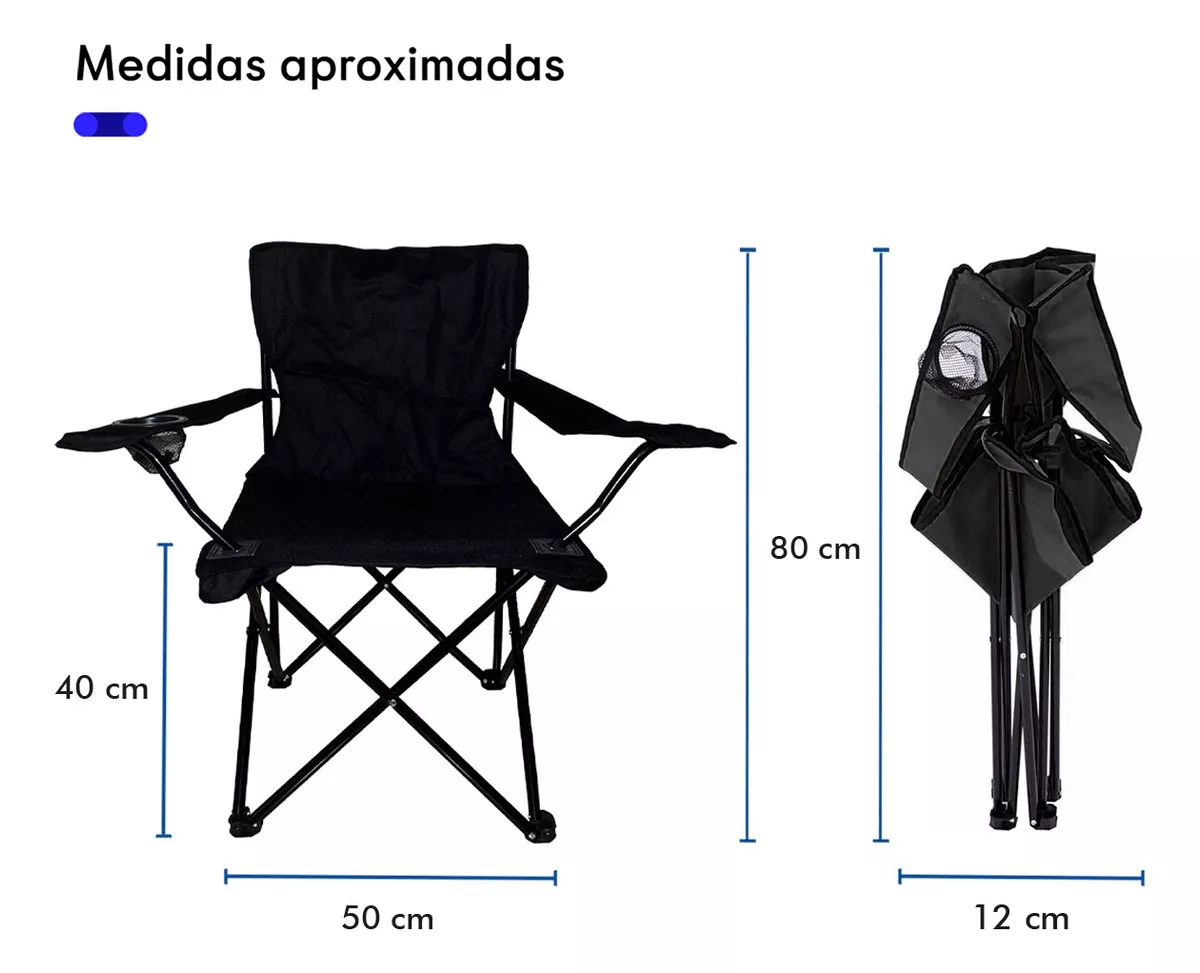 kit 2 Sillas Plegables Camping Jardín Playa Alberca Pesca