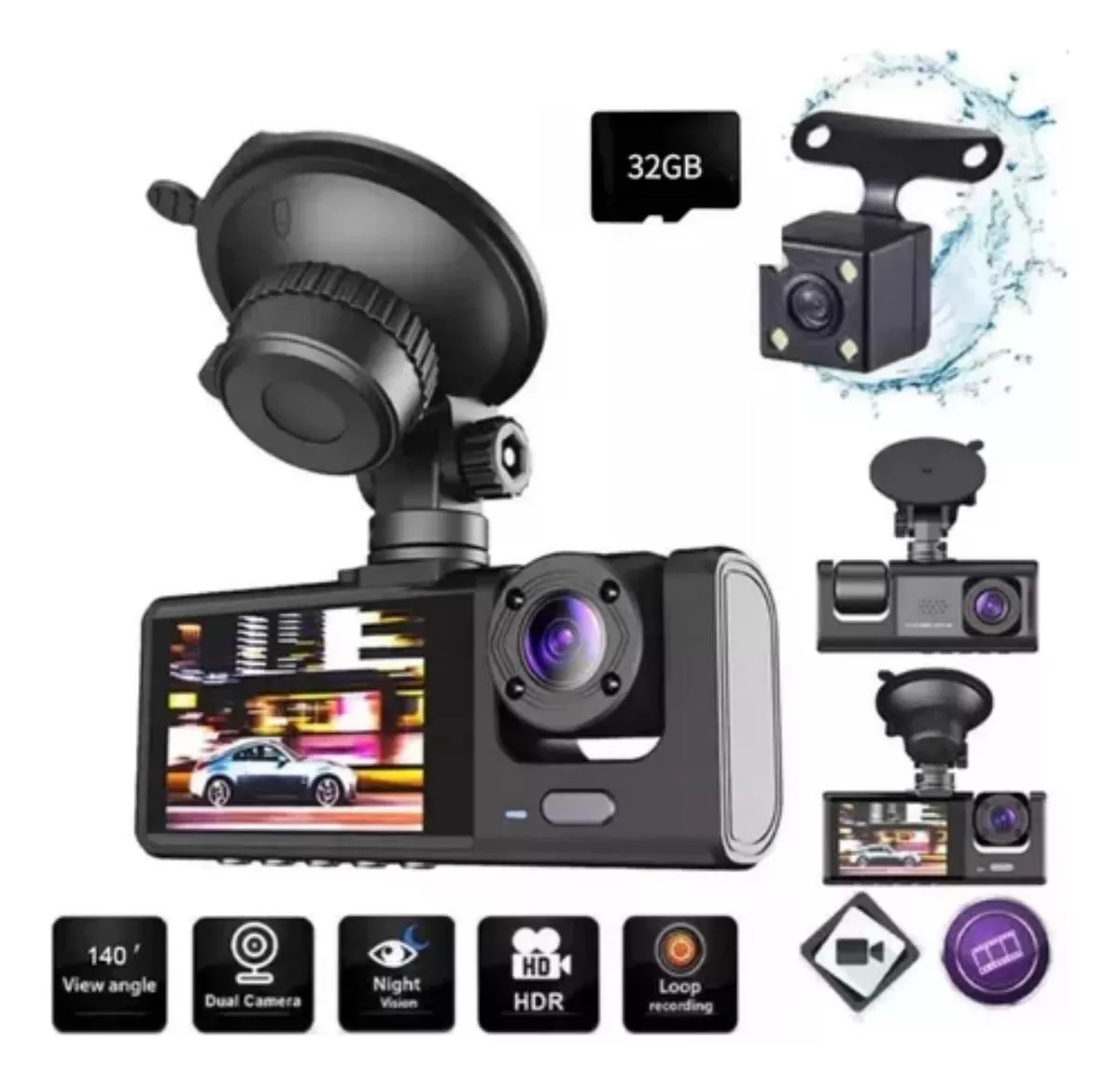 Dashcam Hd 1080p De 170&deg; Para Autom&oacute;vil Sin Tarieta De Memoria+1*32GB Tarjeta de memoria