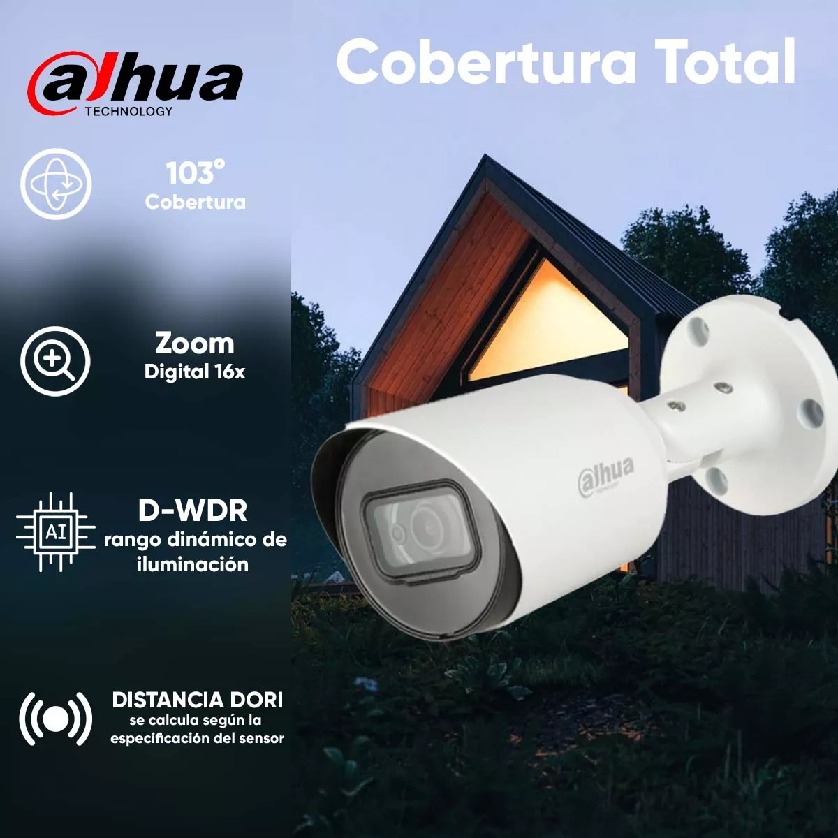Dahua Cámara Bullet Hfw1200ta28 Hdcvi 1080p Lente 2.8 Mm 103 Grados De Apertura Ir Inteligente De Hasta 30 Mts Protección Ip67 Micrófono Integrado Metálica Estilo Bala